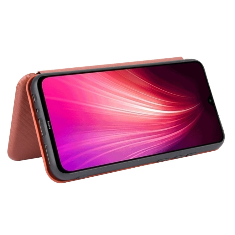 For Xiaomi Redmi Note 8 Carbon Fiber Texture Horizontal Flip TPU + PC + PU Leather Case with Card Slot