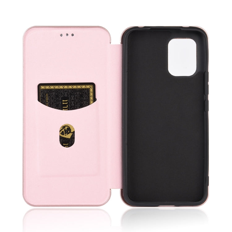 For Xiaomi Mi 10 Lite Carbon Fiber Texture Horizontal Flip TPU + PC + PU Leather Case with Card Slot