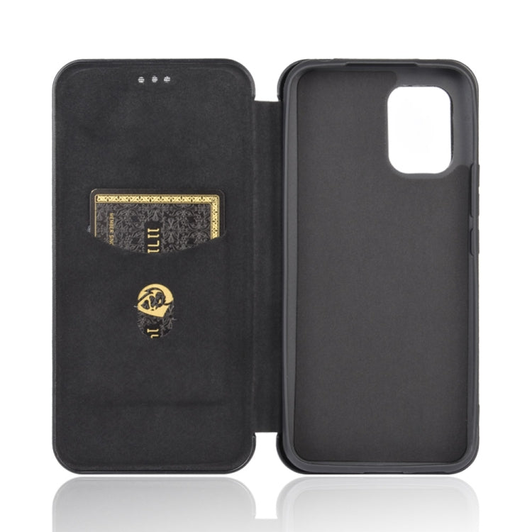 For Xiaomi Mi 10 Lite Carbon Fiber Texture Horizontal Flip TPU + PC + PU Leather Case with Card Slot