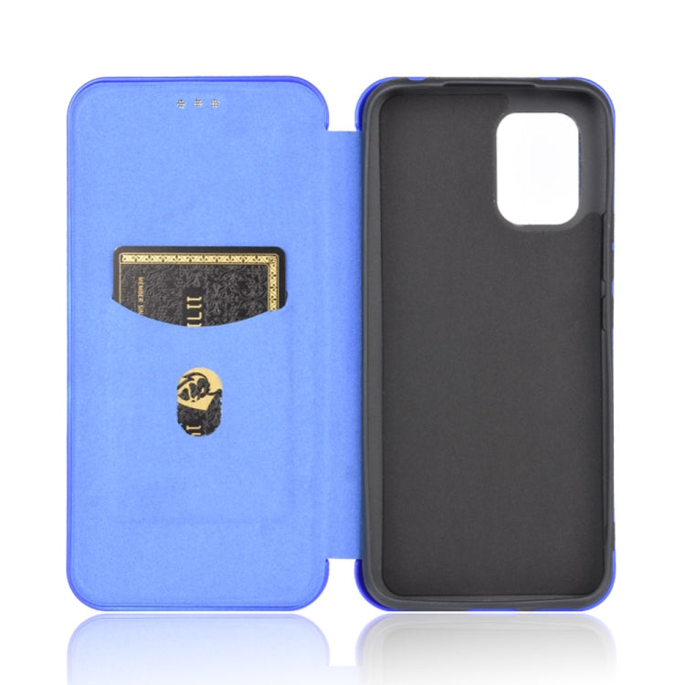 For Xiaomi Mi 10 Lite Carbon Fiber Texture Horizontal Flip TPU + PC + PU Leather Case with Card Slot