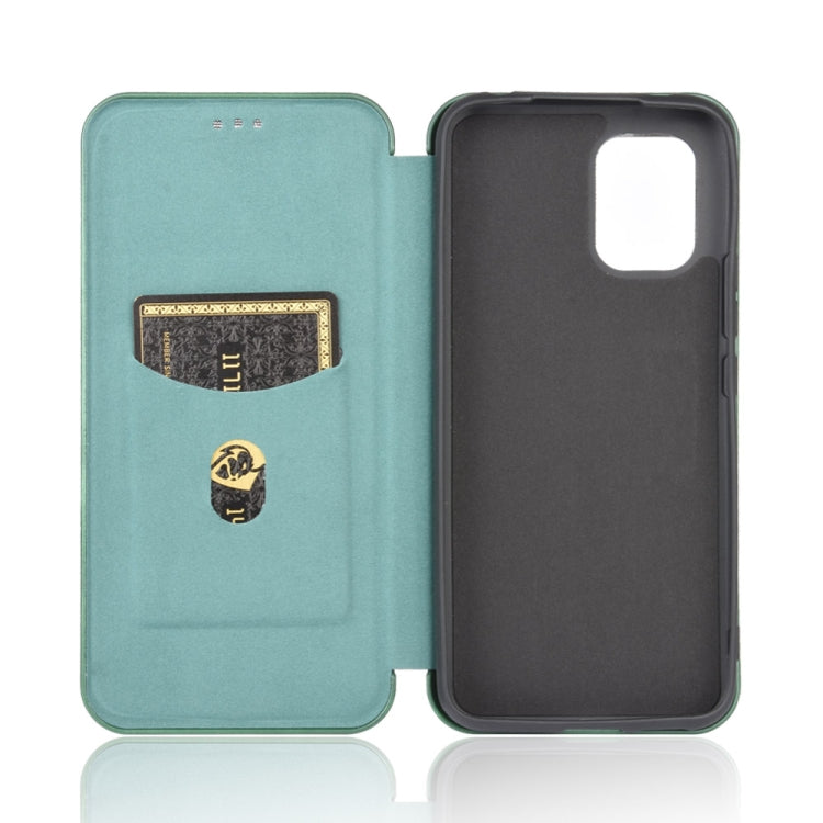 For Xiaomi Mi 10 Lite Carbon Fiber Texture Horizontal Flip TPU + PC + PU Leather Case with Card Slot