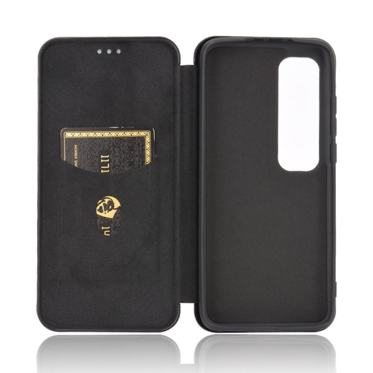 For Xiaomi Mi 10 Ultra Carbon Fiber Texture Horizontal Flip TPU + PC + PU Leather Case with Card Slot