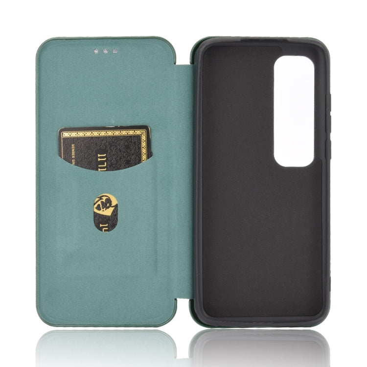 For Xiaomi Mi 10 Ultra Carbon Fiber Texture Horizontal Flip TPU + PC + PU Leather Case with Card Slot