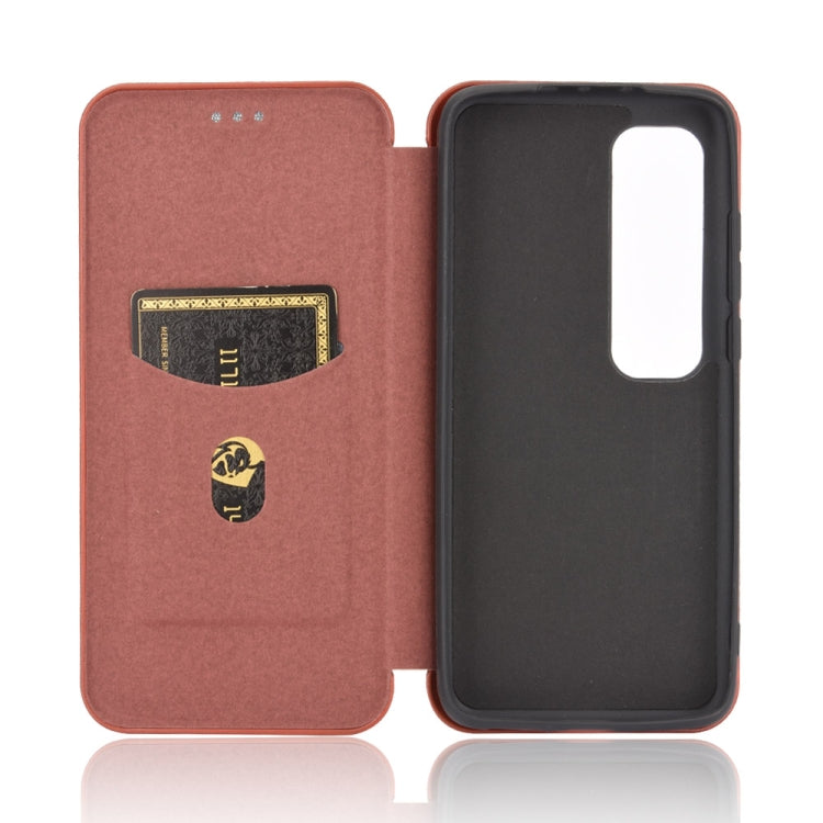 For Xiaomi Mi 10 Ultra Carbon Fiber Texture Horizontal Flip TPU + PC + PU Leather Case with Card Slot