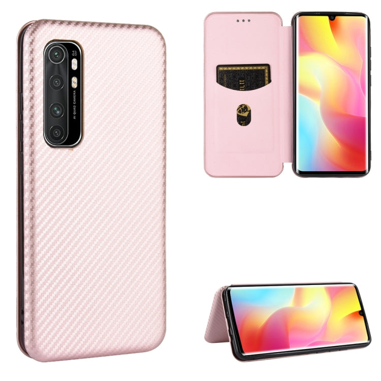 For Xiaomi Mi Note 10 Lite Carbon Fiber Texture Horizontal Flip TPU + PC + PU Leather Case with Card Slot