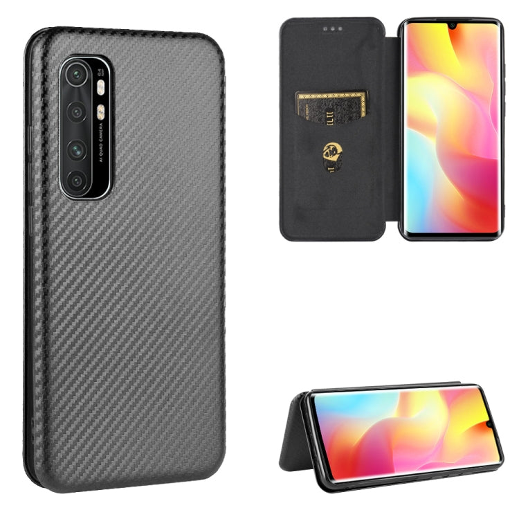 For Xiaomi Mi Note 10 Lite Carbon Fiber Texture Horizontal Flip TPU + PC + PU Leather Case with Card Slot
