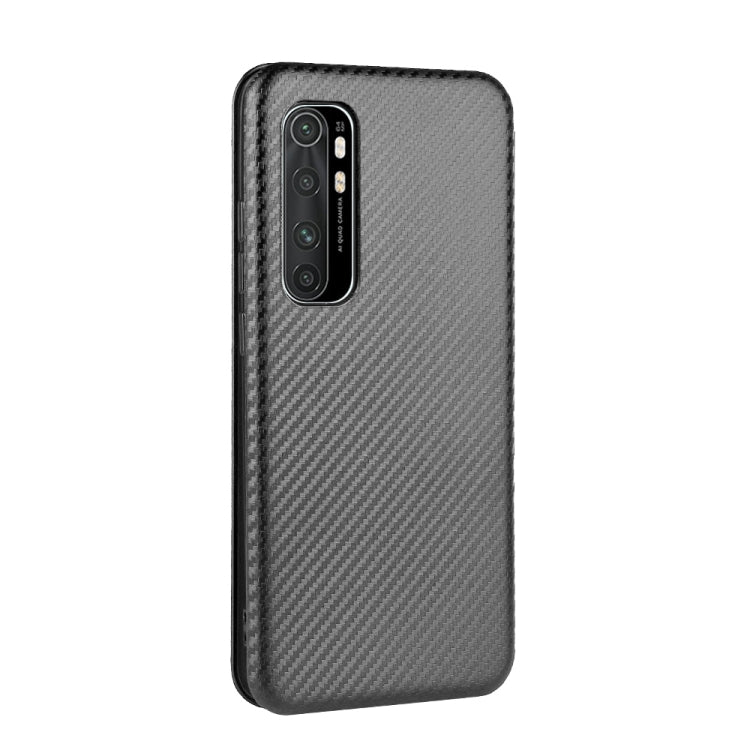 For Xiaomi Mi Note 10 Lite Carbon Fiber Texture Horizontal Flip TPU + PC + PU Leather Case with Card Slot