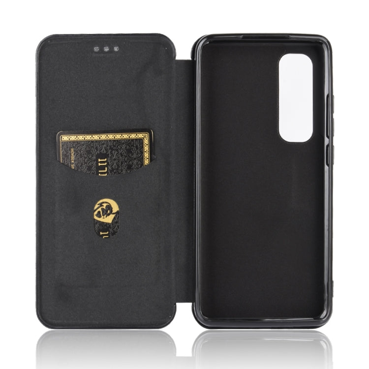 For Xiaomi Mi Note 10 Lite Carbon Fiber Texture Horizontal Flip TPU + PC + PU Leather Case with Card Slot