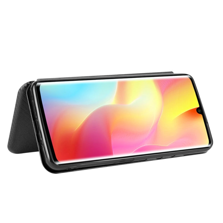 For Xiaomi Mi Note 10 Lite Carbon Fiber Texture Horizontal Flip TPU + PC + PU Leather Case with Card Slot