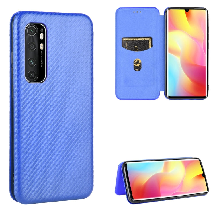 For Xiaomi Mi Note 10 Lite Carbon Fiber Texture Horizontal Flip TPU + PC + PU Leather Case with Card Slot