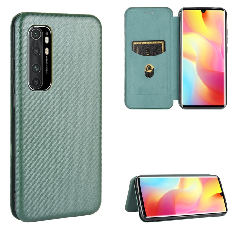 For Xiaomi Mi Note 10 Lite Carbon Fiber Texture Horizontal Flip TPU + PC + PU Leather Case with Card Slot