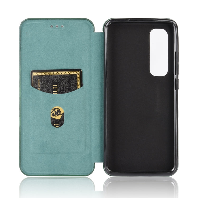 For Xiaomi Mi Note 10 Lite Carbon Fiber Texture Horizontal Flip TPU + PC + PU Leather Case with Card Slot