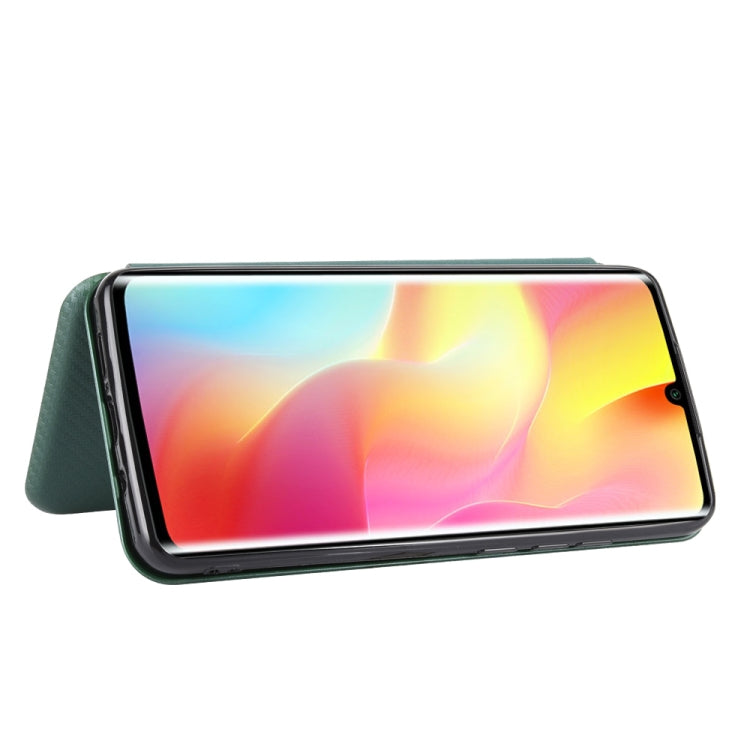 For Xiaomi Mi Note 10 Lite Carbon Fiber Texture Horizontal Flip TPU + PC + PU Leather Case with Card Slot