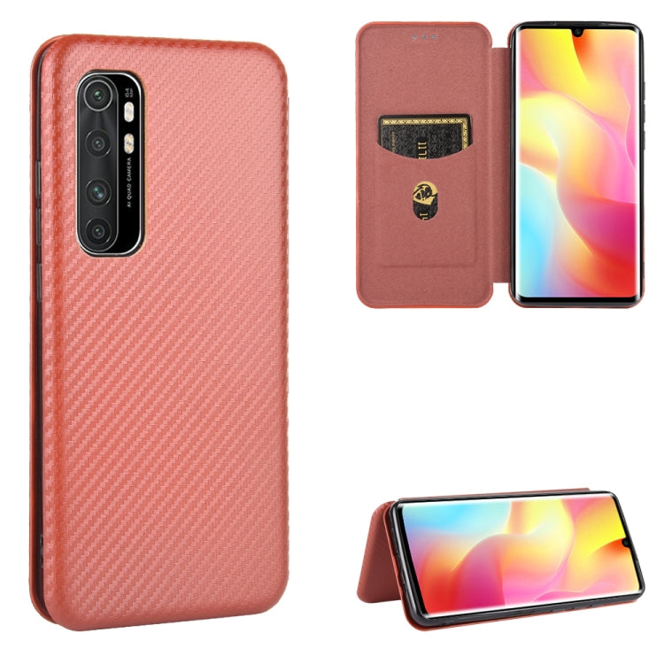 For Xiaomi Mi Note 10 Lite Carbon Fiber Texture Horizontal Flip TPU + PC + PU Leather Case with Card Slot
