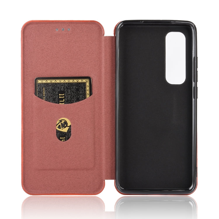 For Xiaomi Mi Note 10 Lite Carbon Fiber Texture Horizontal Flip TPU + PC + PU Leather Case with Card Slot