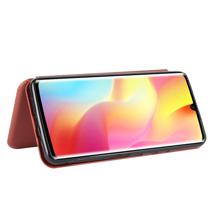 For Xiaomi Mi Note 10 Lite Carbon Fiber Texture Horizontal Flip TPU + PC + PU Leather Case with Card Slot