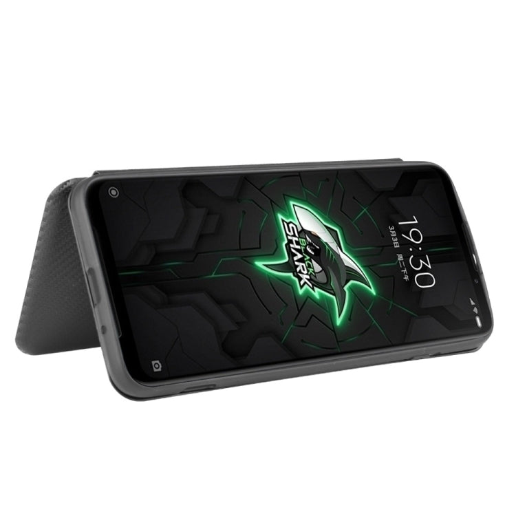 For Xiaomi Black Shark 3 Carbon Fiber Texture Horizontal Flip TPU + PC + PU Leather Case with Card Slot
