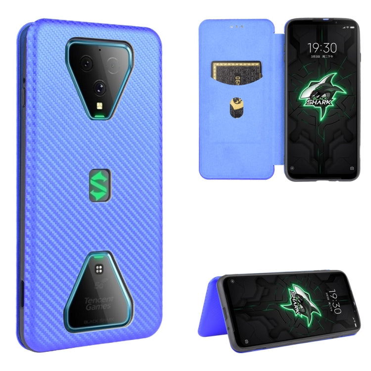 For Xiaomi Black Shark 3 Carbon Fiber Texture Horizontal Flip TPU + PC + PU Leather Case with Card Slot