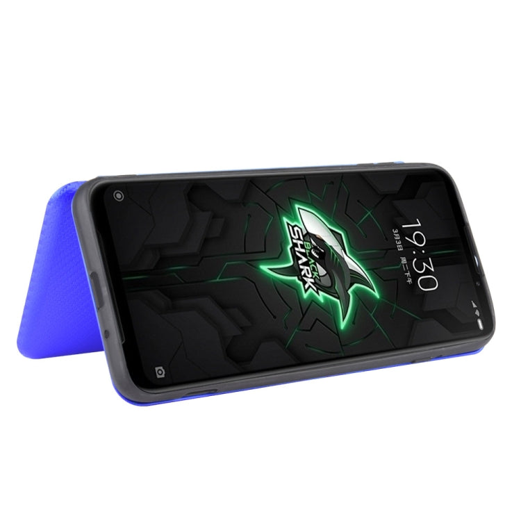 For Xiaomi Black Shark 3 Carbon Fiber Texture Horizontal Flip TPU + PC + PU Leather Case with Card Slot