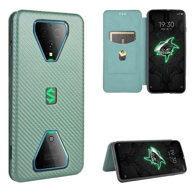 For Xiaomi Black Shark 3 Carbon Fiber Texture Horizontal Flip TPU + PC + PU Leather Case with Card Slot