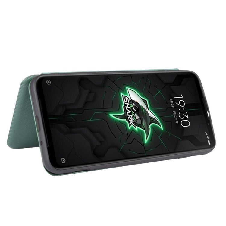 For Xiaomi Black Shark 3 Carbon Fiber Texture Horizontal Flip TPU + PC + PU Leather Case with Card Slot