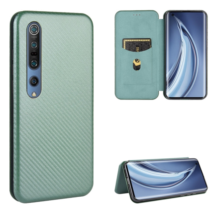 For Xiaomi Mi 10 Pro 5G Carbon Fiber Texture Horizontal Flip TPU + PC + PU Leather Case with Card Slot