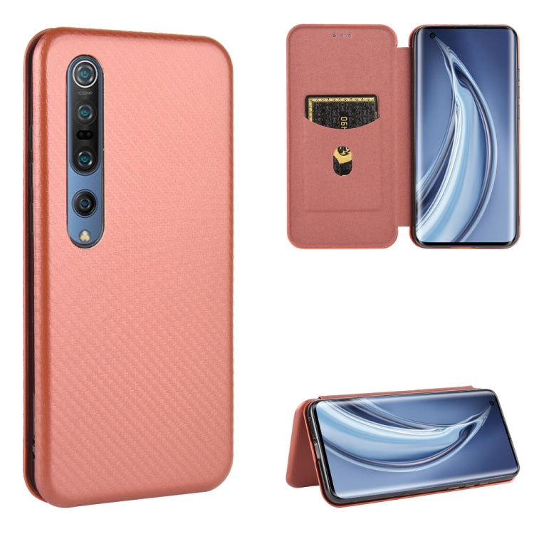 For Xiaomi Mi 10 Pro 5G Carbon Fiber Texture Horizontal Flip TPU + PC + PU Leather Case with Card Slot