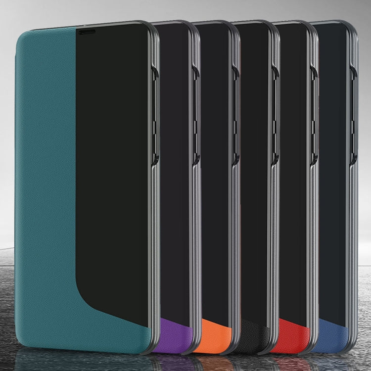 For Huawei P30 Side Display Shockproof Horizontal Flip Leather Case with Holder & Call Answering Function & Sleep / Wake-up