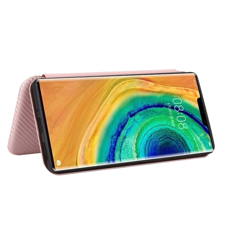 For Huawei Mate 30 Pro Carbon Fiber Texture Horizontal Flip TPU + PC + PU Leather Case with Card Slot
