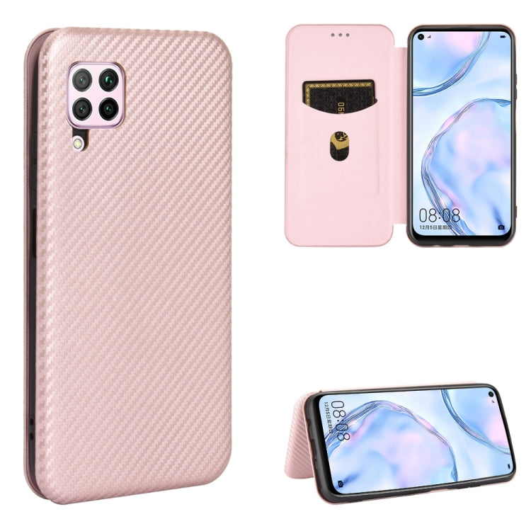 For Huawei nova 6 SE / nova 7i Carbon Fiber Texture Horizontal Flip TPU + PC + PU Leather Case with Card Slot