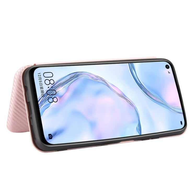 For Huawei nova 6 SE / nova 7i Carbon Fiber Texture Horizontal Flip TPU + PC + PU Leather Case with Card Slot