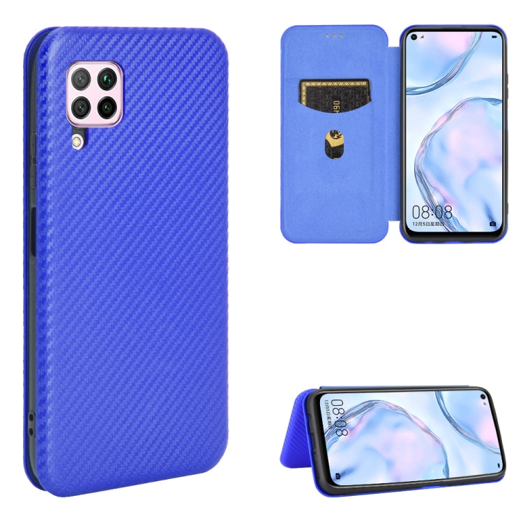 For Huawei nova 6 SE / nova 7i Carbon Fiber Texture Horizontal Flip TPU + PC + PU Leather Case with Card Slot
