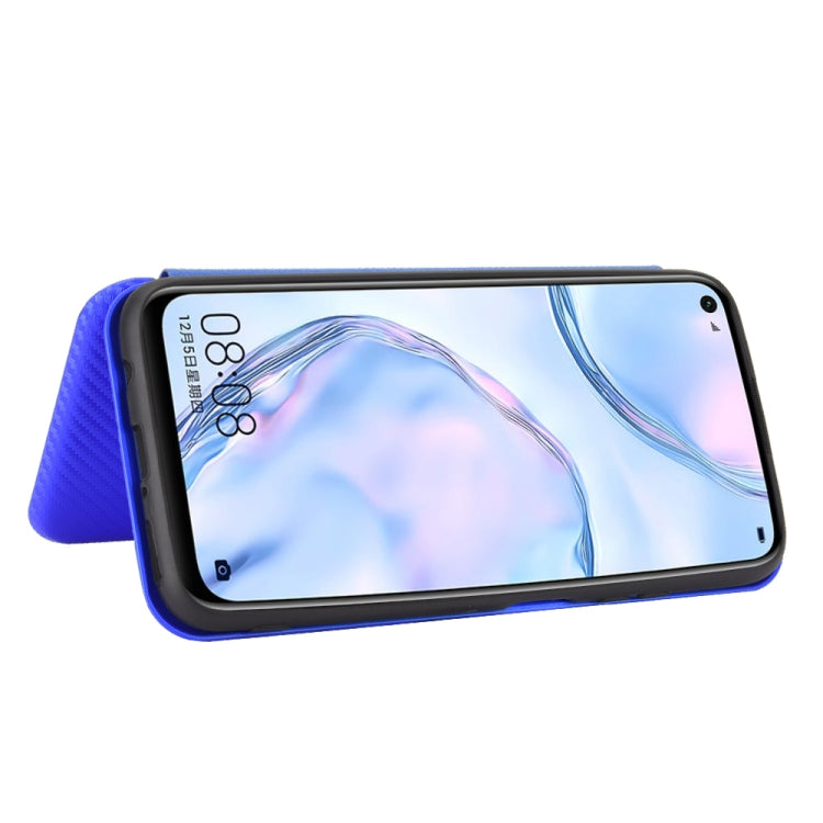 For Huawei nova 6 SE / nova 7i Carbon Fiber Texture Horizontal Flip TPU + PC + PU Leather Case with Card Slot