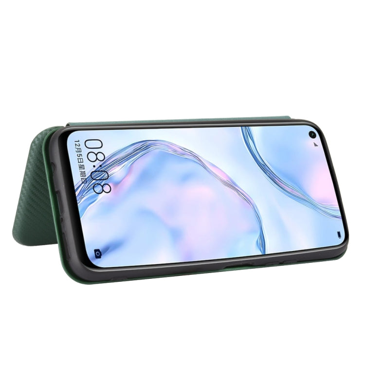 For Huawei nova 6 SE / nova 7i Carbon Fiber Texture Horizontal Flip TPU + PC + PU Leather Case with Card Slot