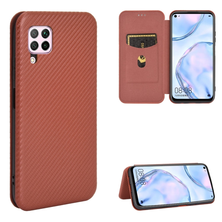 For Huawei nova 6 SE / nova 7i Carbon Fiber Texture Horizontal Flip TPU + PC + PU Leather Case with Card Slot