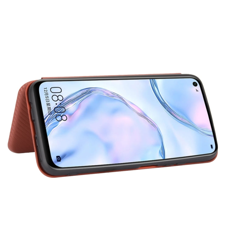 For Huawei nova 6 SE / nova 7i Carbon Fiber Texture Horizontal Flip TPU + PC + PU Leather Case with Card Slot