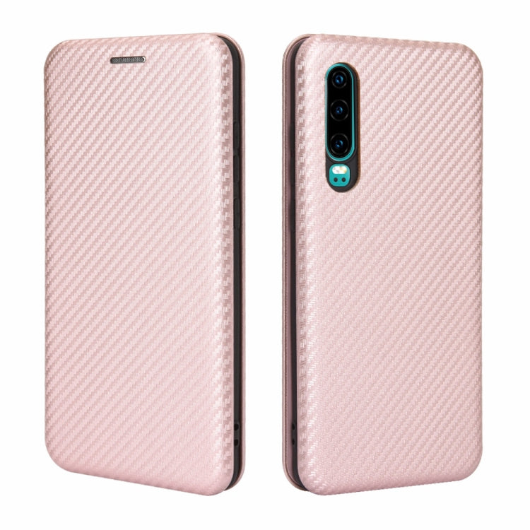 For Huawei P30 Carbon Fiber Texture Horizontal Flip TPU + PC + PU Leather Case with Card Slot