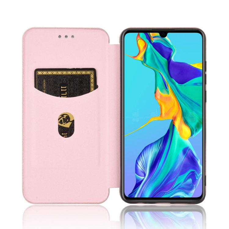 For Huawei P30 Carbon Fiber Texture Horizontal Flip TPU + PC + PU Leather Case with Card Slot