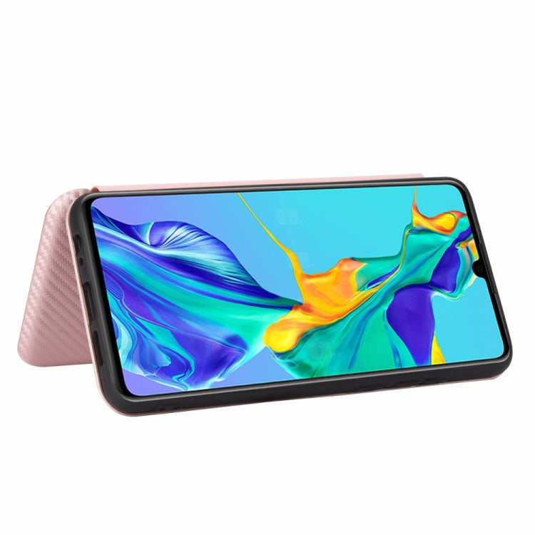 For Huawei P30 Carbon Fiber Texture Horizontal Flip TPU + PC + PU Leather Case with Card Slot