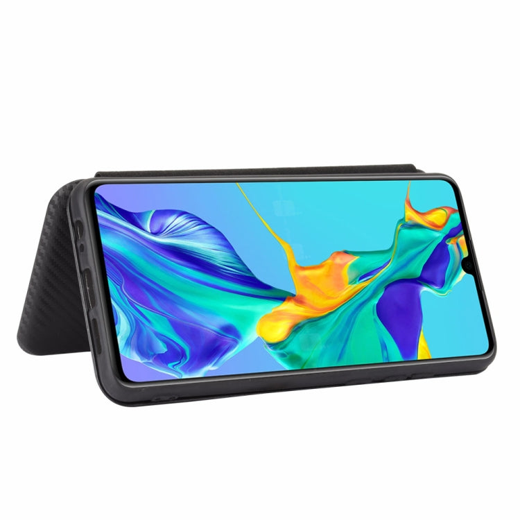 For Huawei P30 Carbon Fiber Texture Horizontal Flip TPU + PC + PU Leather Case with Card Slot
