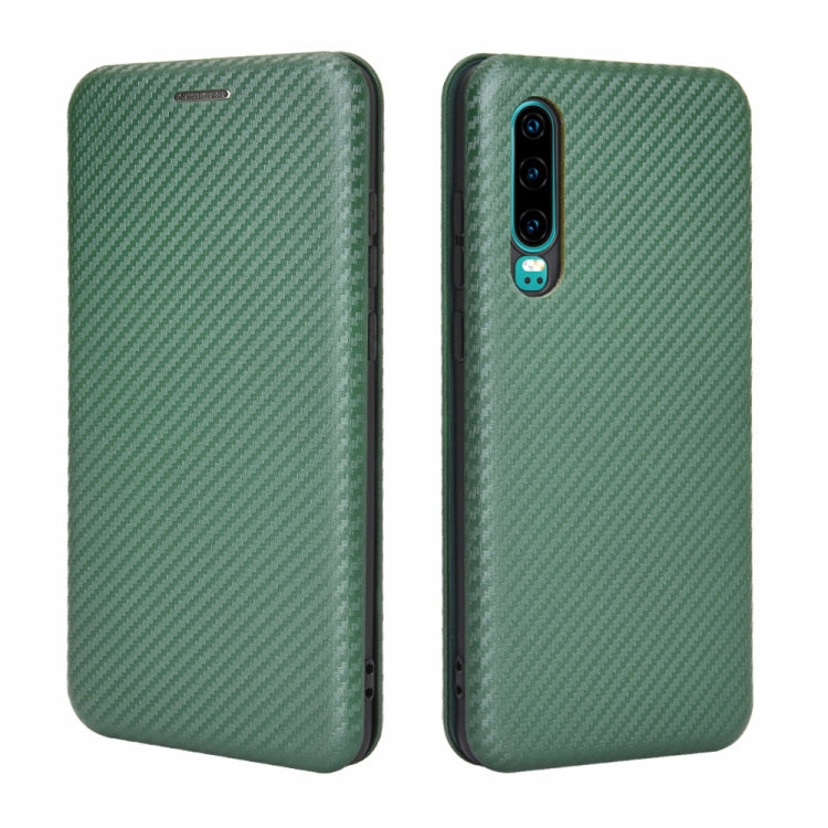 For Huawei P30 Carbon Fiber Texture Horizontal Flip TPU + PC + PU Leather Case with Card Slot