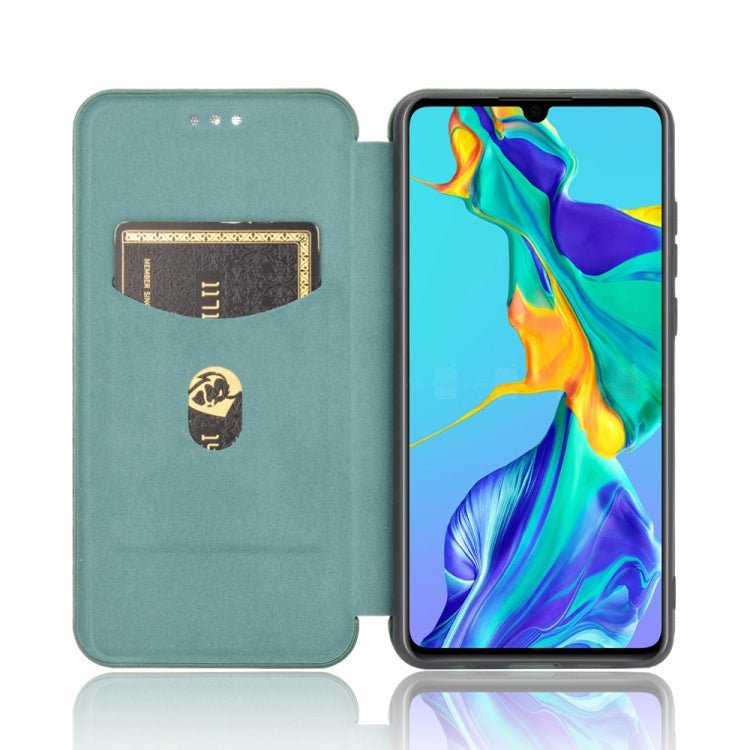For Huawei P30 Carbon Fiber Texture Horizontal Flip TPU + PC + PU Leather Case with Card Slot
