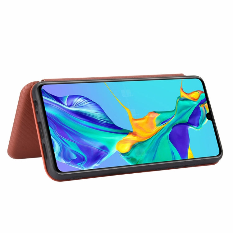 For Huawei P30 Carbon Fiber Texture Horizontal Flip TPU + PC + PU Leather Case with Card Slot