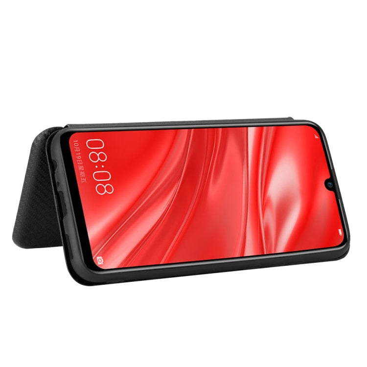 For Huawei Honor 10i / 20i Carbon Fiber Texture Horizontal Flip TPU + PC + PU Leather Case with Card Slot