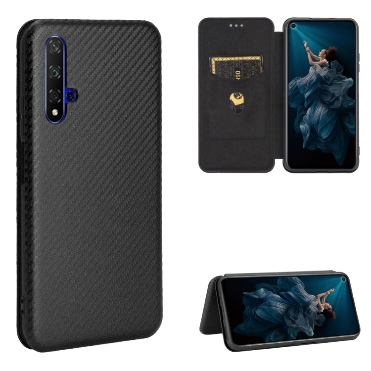 For Huawei Honor 20 / nova 5T Carbon Fiber Texture Horizontal Flip TPU + PC + PU Leather Case with Card Slot