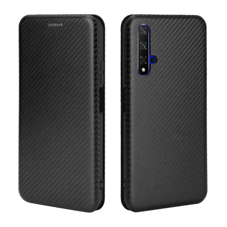 For Huawei Honor 20 / nova 5T Carbon Fiber Texture Horizontal Flip TPU + PC + PU Leather Case with Card Slot