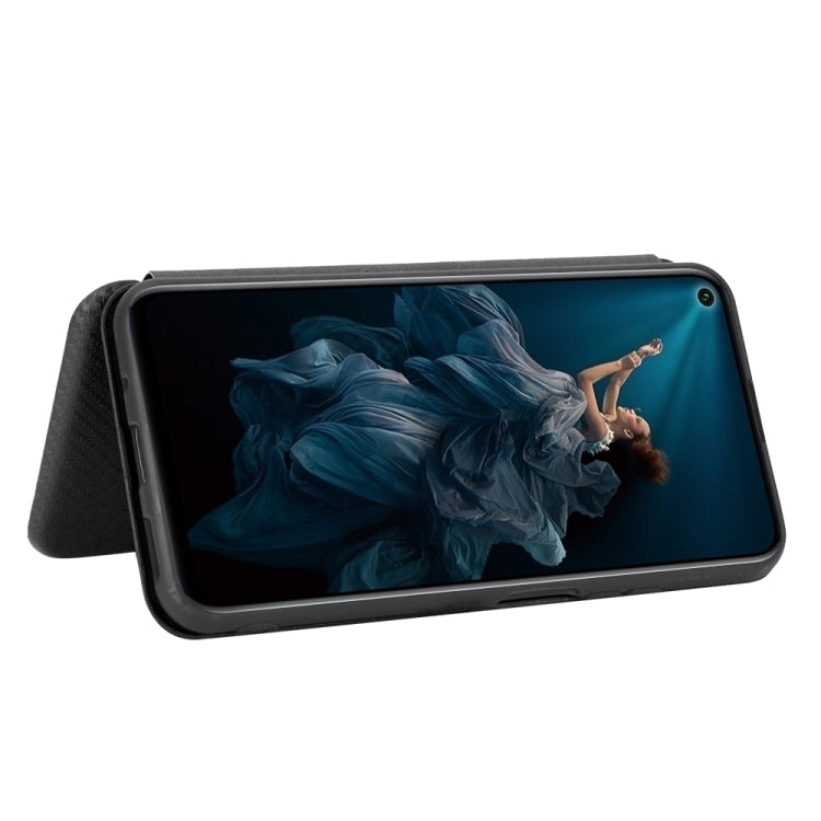 For Huawei Honor 20 / nova 5T Carbon Fiber Texture Horizontal Flip TPU + PC + PU Leather Case with Card Slot