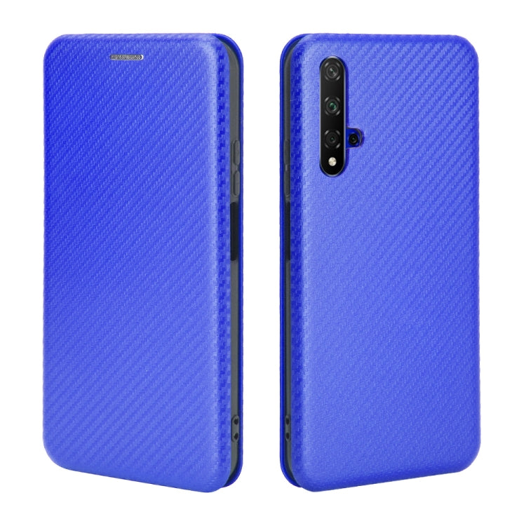 For Huawei Honor 20 / nova 5T Carbon Fiber Texture Horizontal Flip TPU + PC + PU Leather Case with Card Slot