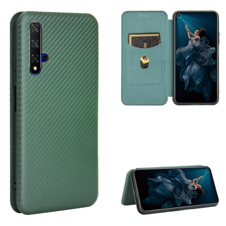 For Huawei Honor 20 / nova 5T Carbon Fiber Texture Horizontal Flip TPU + PC + PU Leather Case with Card Slot