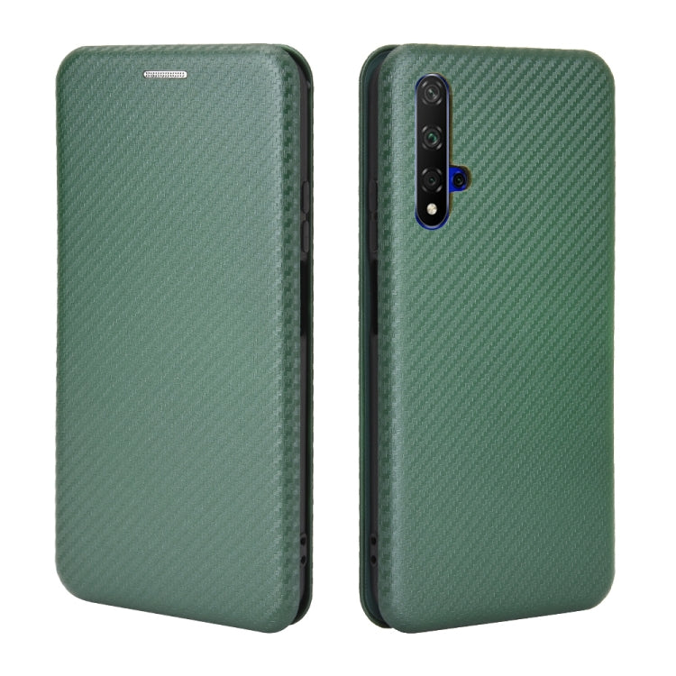 For Huawei Honor 20 / nova 5T Carbon Fiber Texture Horizontal Flip TPU + PC + PU Leather Case with Card Slot